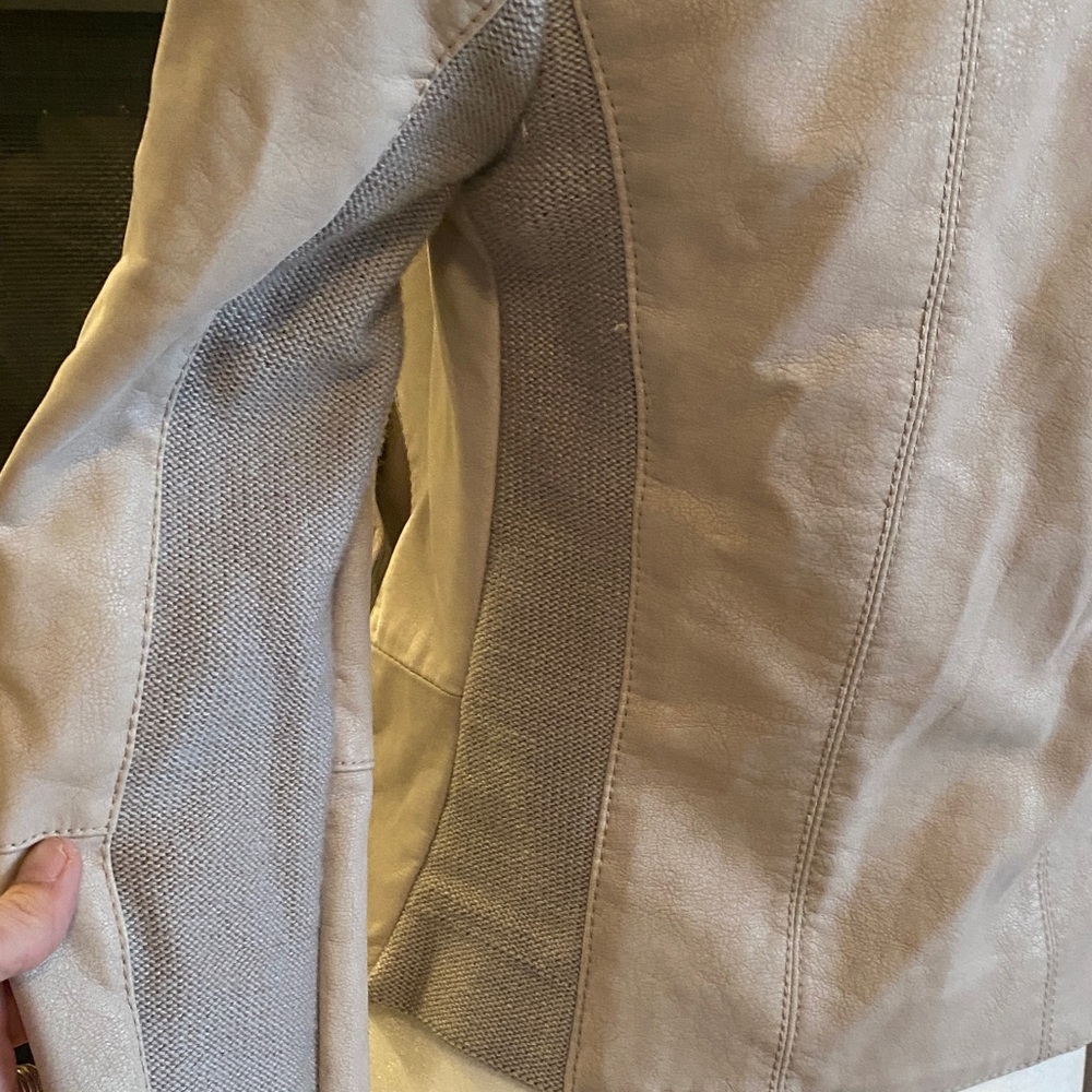Free People Vegan Leather Moto Jacket Taupe Women’s Small - Picture 9 of 15